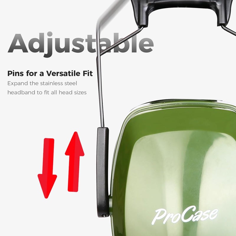 Procase Noise Cancelling Ear Muffs SNR 33dB, Ear Hearing Protection Headphones for Adults, Sound Proof Ear Defenders for Work, Mowing, Shooters Shooting Gun Range, Construction -Armygreen - Image 2